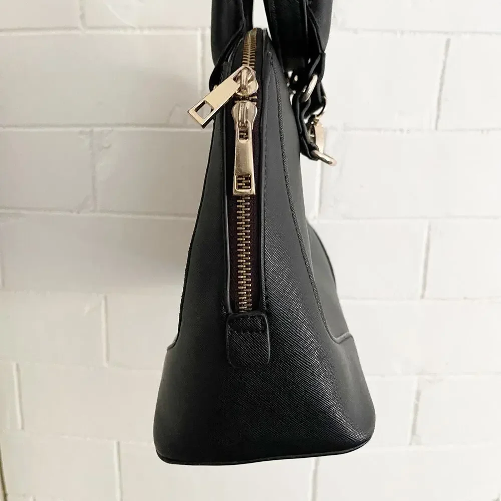 FOREVER 21 Black Crossbody Top Zip Purse Gold Hardware